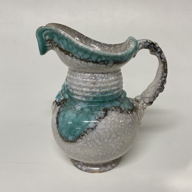 JUG, Italian Ceramic Glazed Aqua White